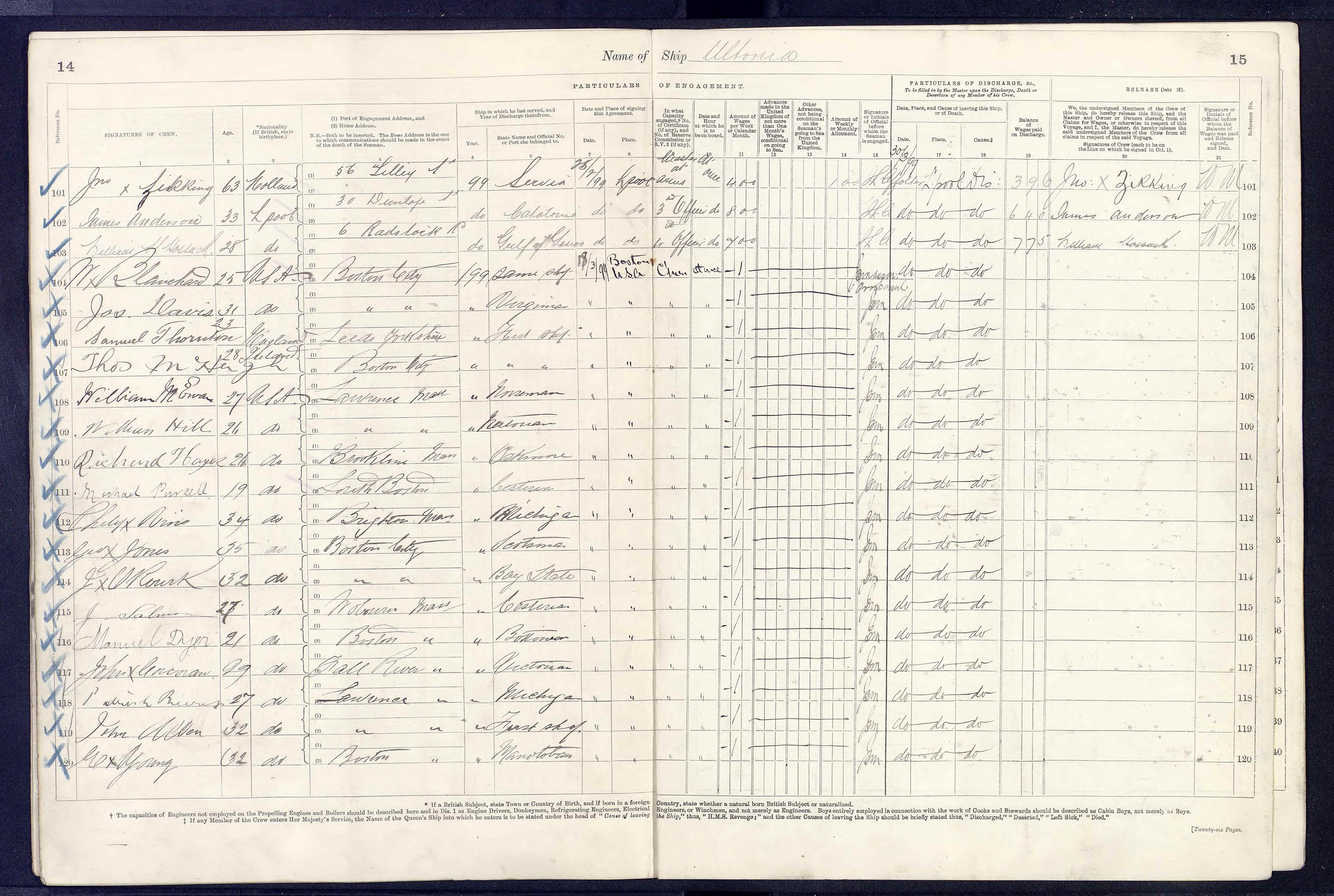Liverpool, England, Crew Lists 1861-1919